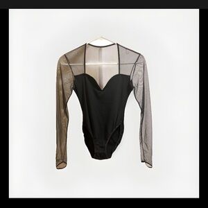 VTG 90s Victoria’s Secret Black Sheer Mesh Long Sleeve Bodysuit Sz 4